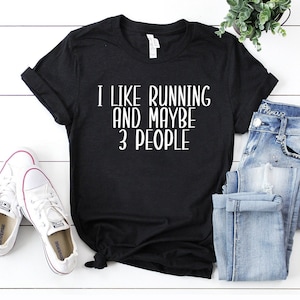 Me gusta correr y tal vez 3 personas camisa corredor de maratón top corredores camisa corriendo regalo para él su unisex corriendo camisa de regalo corriendo tanque