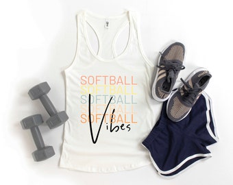 Softball vibes tank top, funny softball tanks, cute softball tank top, funny baseball softball mom tank top softball tank tops for women