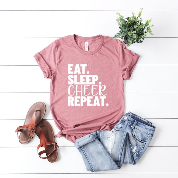 Eat sleep cheer repeat shirt funny cheerleading t shirt cheerlead team shirts matching tee's cute cheerleader gifts cheerleading life shirt