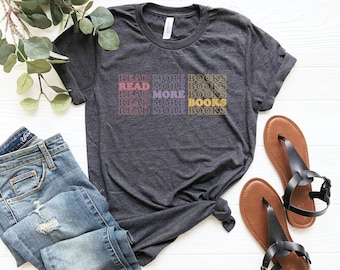 Leia mais camisa de livros, camisa de leitor ávido, camisa de biblioteca, camiseta de biblioteca, presente de bibliotecário, presente de amante de livros, camisa de leitura, bibliotecário