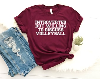 Regalos de voleibol camisa de jugador de voleibol introvertido regalo de jugador de voleibol para jugador de voleibol camisa del día del juego camisa amante del deporte