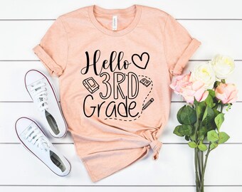 Hola tercer grado camiseta regreso a clases maestro de tercer grado camisetas para maestros de tercer grado regalos para maestros camisetas para el primer día de clases idea de regalo