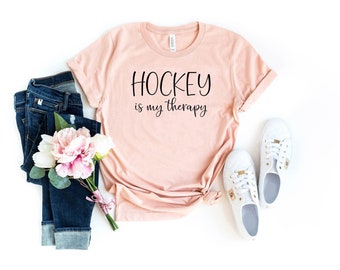 Funny hockey shirt hockey is my therapy shirt funny hockey coach gift for hockey player hockey team shirts ice hockey gift mens shirt