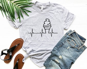 Ice cream heartbeat shirt, funny ice cream shirt, funny tee, ice cream heart beat shirt, ice cream lover, ice cream cone shirt
