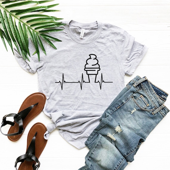 Ice cream heartbeat shirt, funny ice cream shirt, funny tee, ice cream heart beat shirt, ice cream lover, ice cream cone shirt