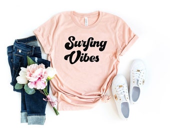 Camiseta con estilo surfero, regalo para surfistas, camiseta divertida de surf, regalos divertidos para surfistas, camisetas de surf, regalo, linda camiseta retro vintage con estilo surfero