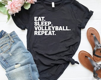 Comer dormir voleibol repetir camisa lindos regalos de voleibol regalo de jugador de voleibol para jugador de voleibol camisa día del juego camisa amante del deporte