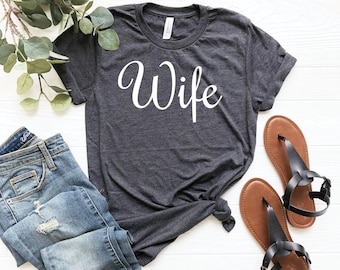 Wife tee, newlywed shirts honeymoon married couple tees shirt just married gifts, wifey gifts, wife tee, gift for wife, cute wifey shirt