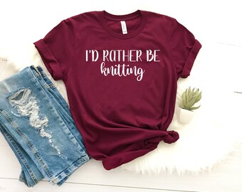I'D RATHER BE KNITTING T-SHIRT Adults Kids Christmas Birthday Gift Knitter Mum I'D RATHER BE KNITTING T-SHIRT Adults Kids Christmas Birthday Gift Knitter Mum