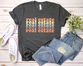 Regalo retro lindo para agente, regalo para agente inmobiliario, regalo para corredor de bienes raíces, camiseta de agente, camiseta de vida inmobiliaria, camiseta de bienes raíces