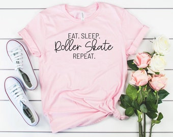 Eat sleep roller skate repeat retro roller skating shirt party shirt roller skating gift, roller derby shirt, skating birthday