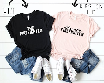 Dibs en la camisa de bombero dibs en él dibs en su camisa de parejas a juego camisa casada regalos de relación para él su camisa de bombero