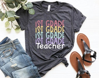 1st grade teacher tee, first grade teacher shirt, team teacher shirt, hello first grade, back to school shirt, first day of school shirt