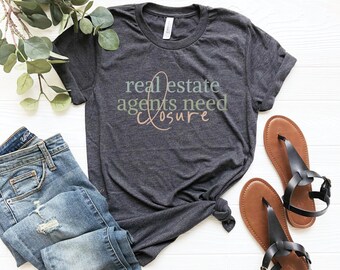 Regalo moderno para agente, regalo para agente inmobiliario, corredor de bienes raíces, camiseta divertida para agente, bienes raíces retro, los agentes inmobiliarios necesitan cierre
