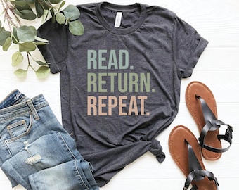 Reading shirt, read return repeat shirts, library shirt, bookworm book lover gift, librarian gift, the book was better, library tshirt