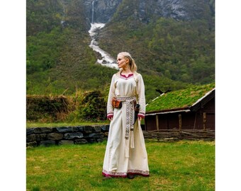 Viking dress "Lagertha" natural/red