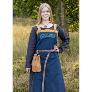 Viking overdress with Jelling style embroidery blue / yellow