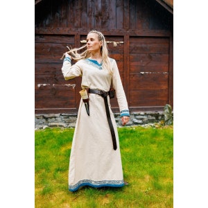 Viking dress "Lagertha" natural/blue