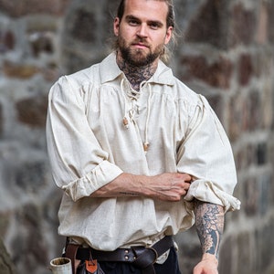 Pirate lace-up shirt "Artur" with natural collar