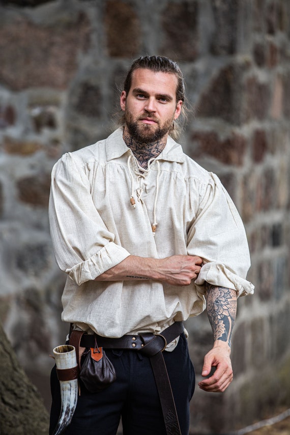 Pirate Lace-up Shirt artur With Natural Collar - Etsy