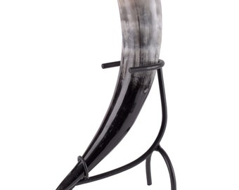 Drinking horn stand, black lacquered, large