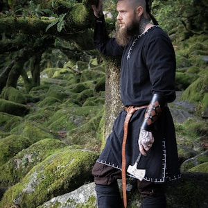 Viking tunic with embroidery "Erwin" black