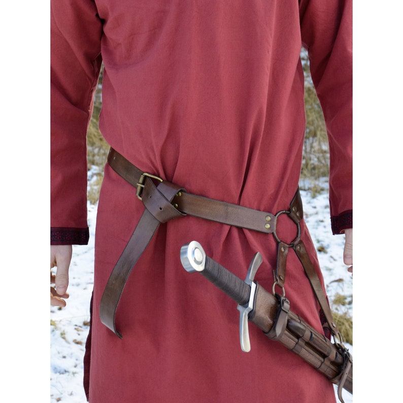 Medieval sword belt in brown leather Etsy