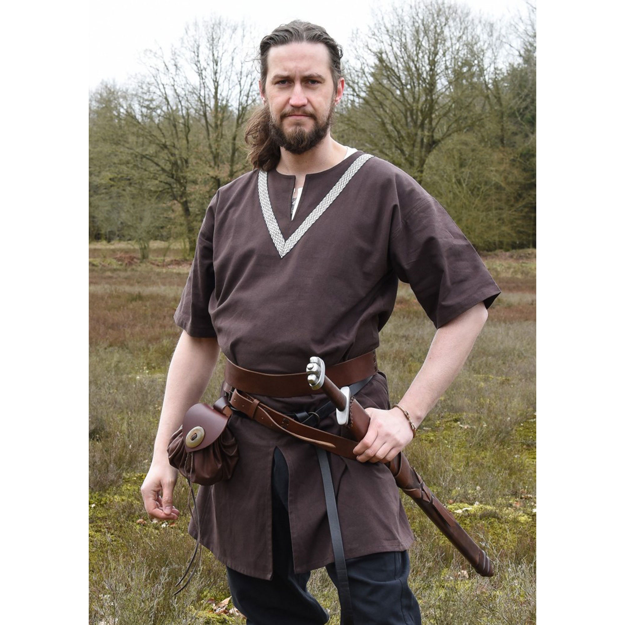 Medieval Tunic Ailrik With Border Short Sleeve Made of - Etsy