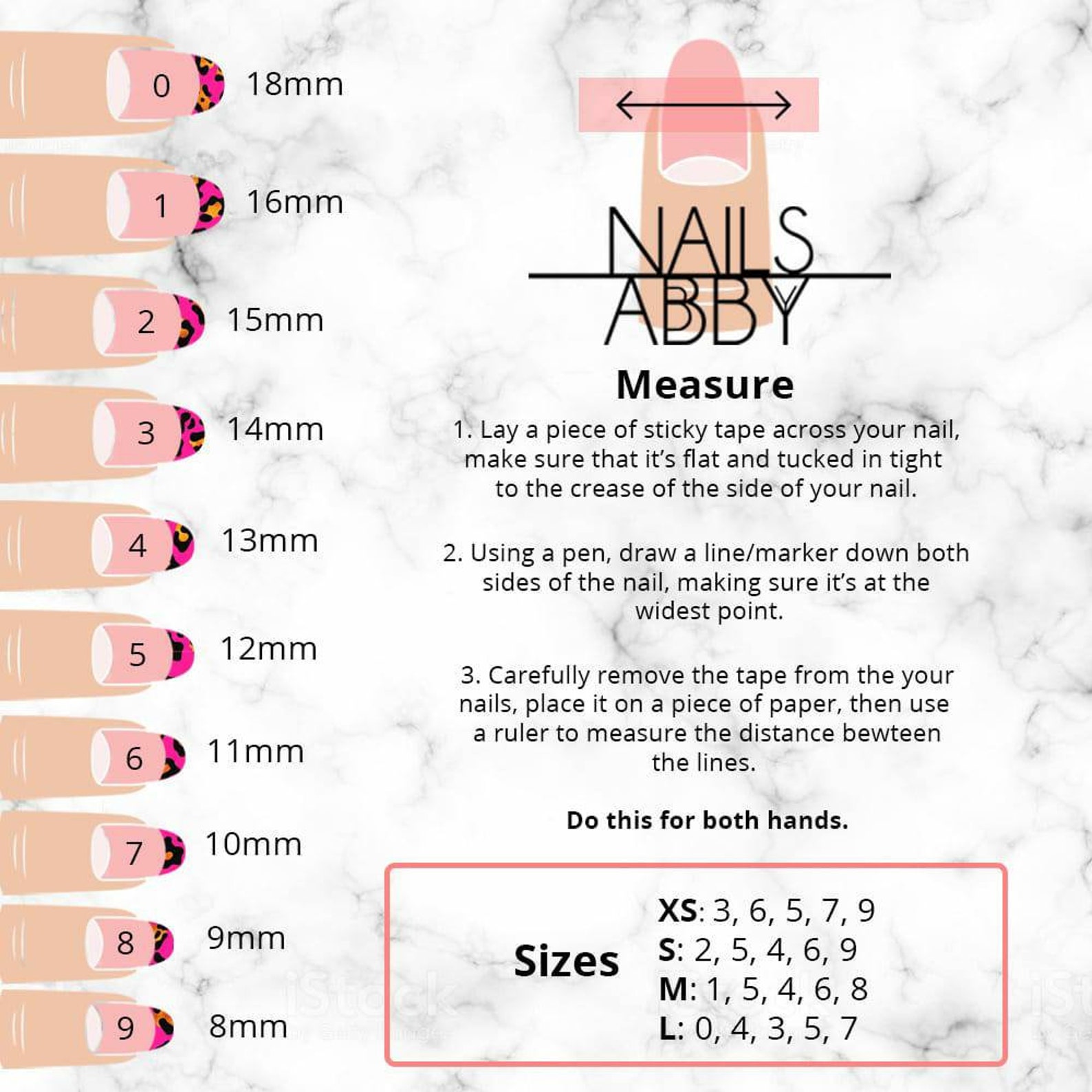 Press On Nails Home Sizing Kit Sizing Chart for Press On | Etsy