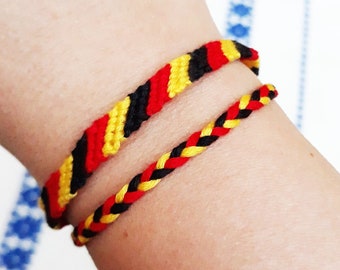 German flag friendship textile bracelet, Belgian flag friendship textile bracelet, Germany flag bracelet, German gifts, Schwarz Rot Gold