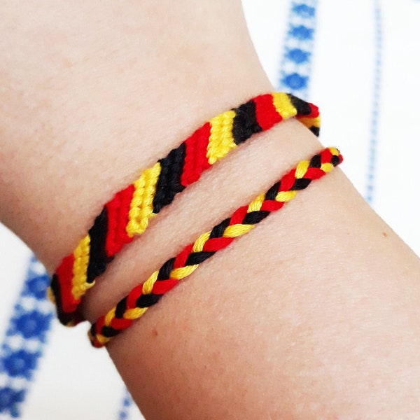 German flag friendship textile bracelet, Belgian flag friendship textile bracelet, Germany flag bracelet, German gifts, Schwarz Rot Gold