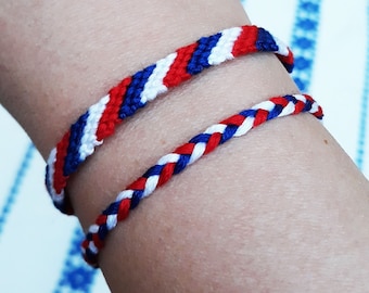 Handwoven US Flag Friendship Bracelet Set: Organic Cotton Jewelry