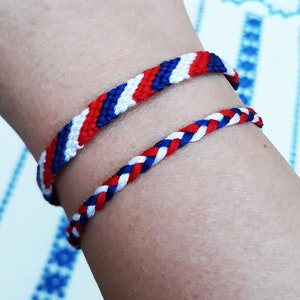 Handwoven US Flag Friendship Bracelet Set: Organic Cotton Jewelry