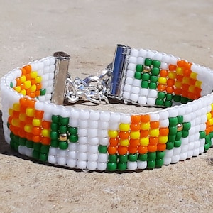 Turtle Loom Woven Bracelet: Seed Bead Cuff, Adjustable