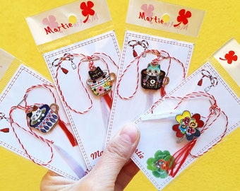 Romanian Martisor: Cat & Clover Spring Pendant