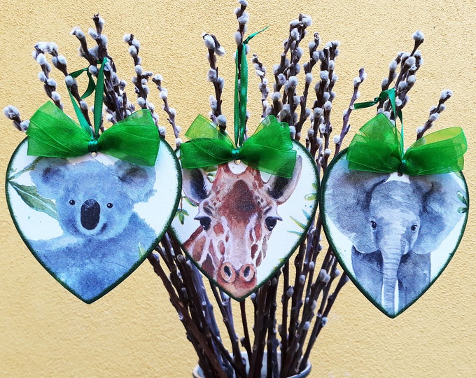 Easter ornaments, Easter decorations, safari decorations, safari ornaments, jungle animals gift, safari gift, koala, giraffe, elephant gift