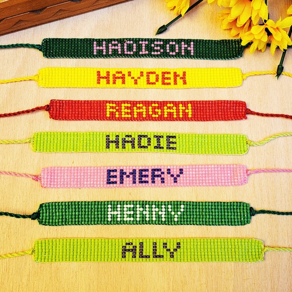 Custom name bead loom bracelet, friendship beaded bracelet, personalized bead loom name bracelet, custom seed bead loom woven name bracelet