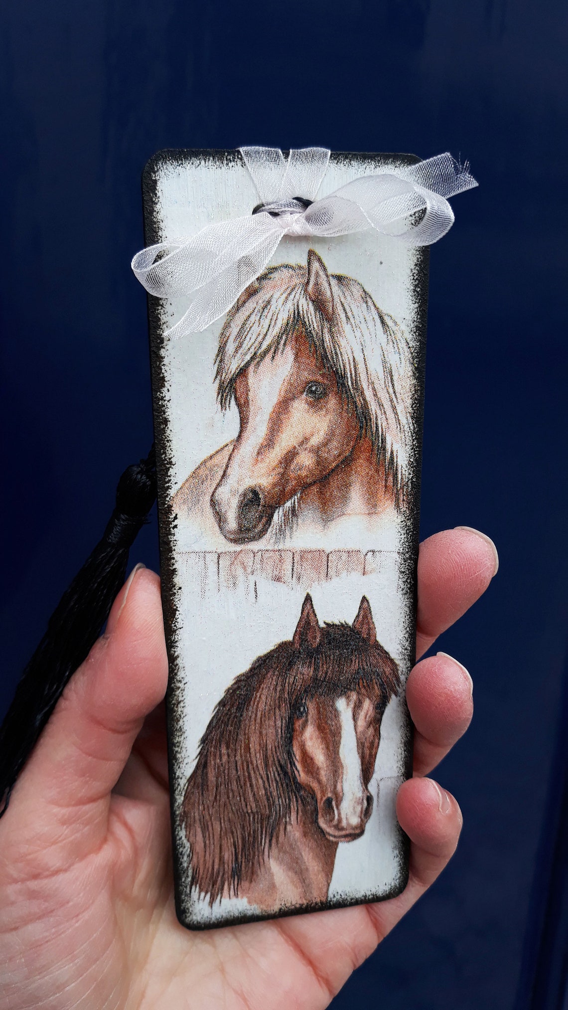 Horse Bookmark Horse Gift Horse Wooden Bookmark Decoupage Etsy