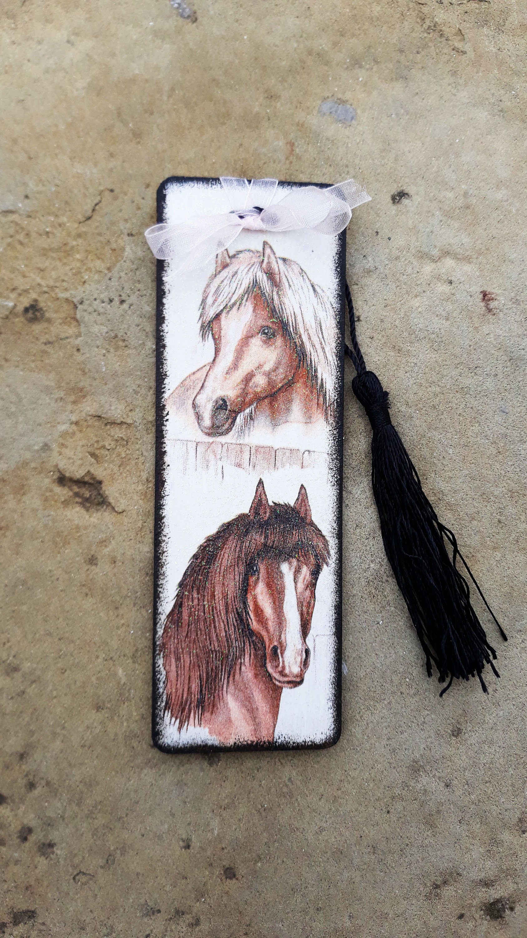 Horse Bookmark Horse Gift Horse Wooden Bookmark Decoupage Etsy