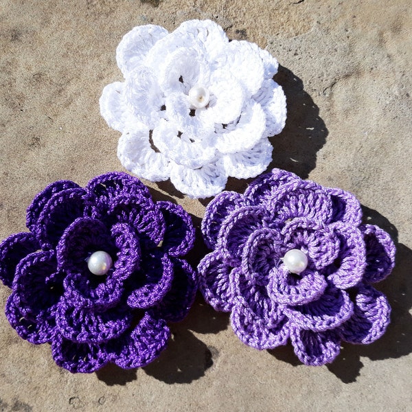 Crochet flower brooch, cotton brooch, textile brooch, lapel flower, knitted flower brooch, knit crochet flower, flower pin, floral brooch