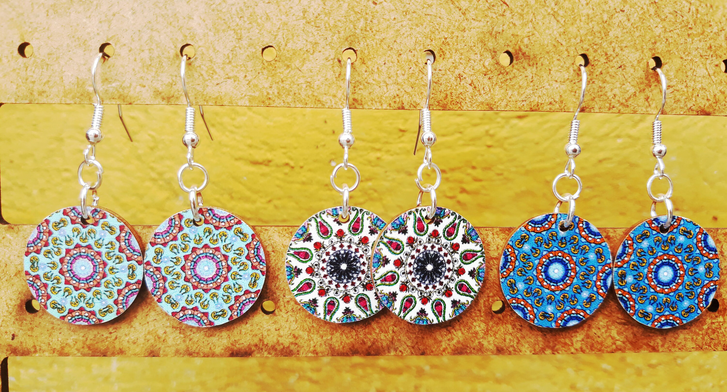 Mandala Earrings Mandala Jewelry Wooden Earrings Dot Etsy UK