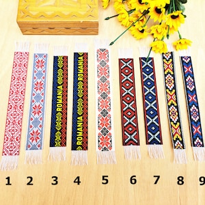 Romanian Woven Bookmark: Traditional Embroidered Gift