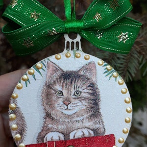 Ornements de Noël, ornements pour chats, ornements en bois, ornements darbres suspendus, ornements de chats personnalisés, cadeau pour chats, boules de chat, ornements pour animaux image 6