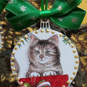 Ornements de Noël, ornements pour chats, ornements en bois, ornements darbres suspendus, ornements de chats personnalisés, cadeau pour chats, boules de chat, ornements pour animaux image 4
