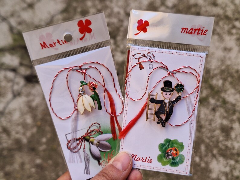 Martisor, martisoare, Romanian traditional martisor, chimney sweeper snowdrop martisor, martenitsa, Baba Marta, Romanian gifts, Romania imagem 8