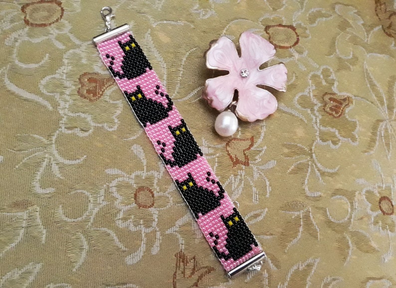 Beaded loom bracelet cat bracelet seed bead bracelet woven Etsy