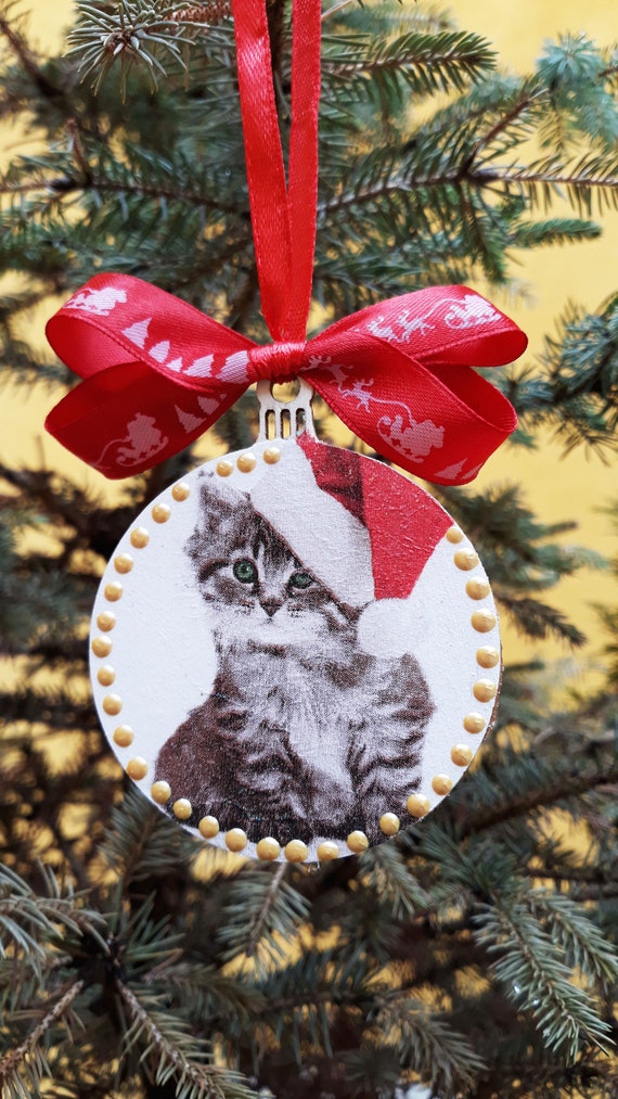 Ornement De Noël Personnalisé - Joyeux Noël Avec Chat - Cadeau Plus