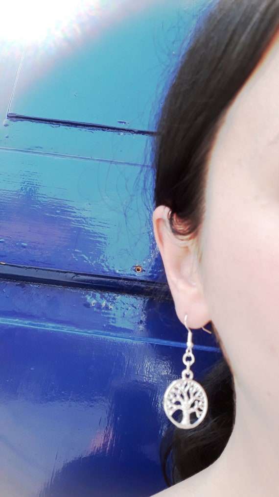 Orecchini pendenti in argento sterling con albero della vita celtico / simbolo del nodo intrecciato, crescita e connessione - Italia