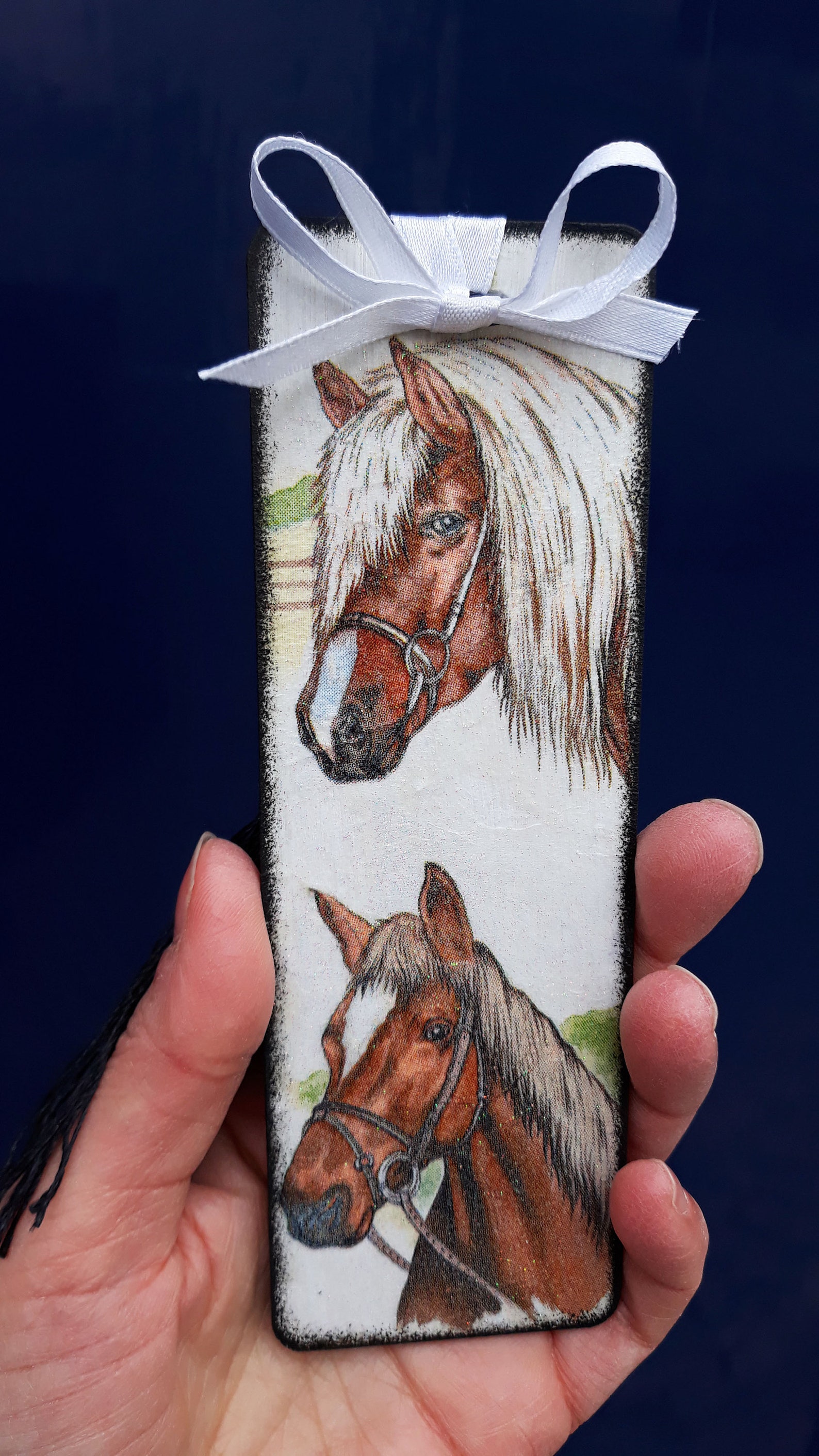 Horse Bookmark Horse Gift Horse Wooden Bookmark Decoupage Etsy