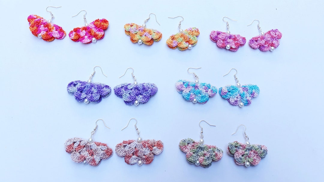 Crochet Butterfly Earrings Butterfly Dangle Earrings Girl Etsy